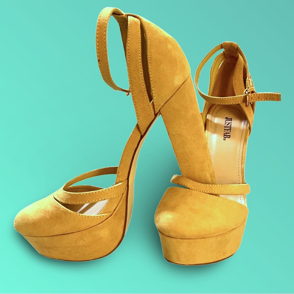 Justfab | Yellow block platform closed toe heel